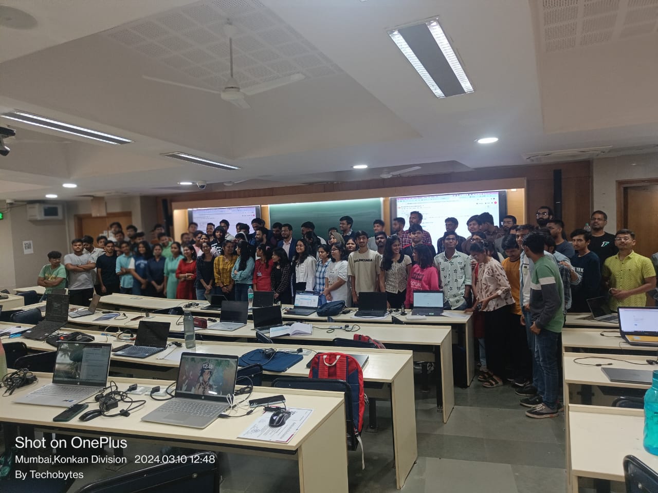 Classroom with Spider-Man screen