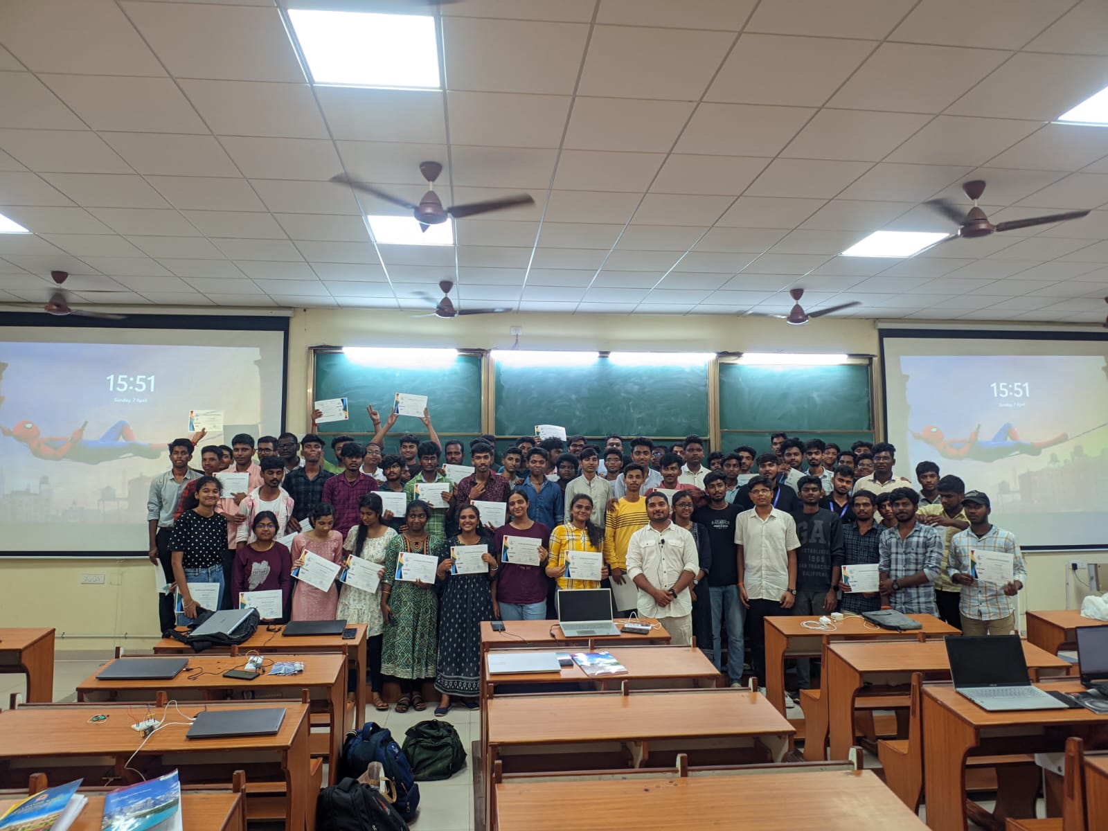 College Group Photo with Certificates